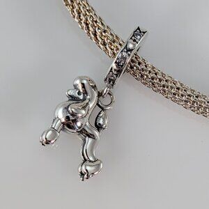 Sterling Silver Standing Poodle Dog Dangle Charm